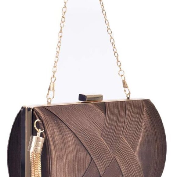 Women’s Satin Evening Clutch Bag Party Wedding Purse with Detachable Chain - Picture 7 of 9